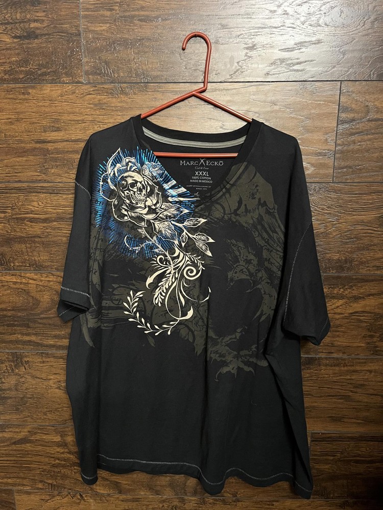 y2k Marc Ecko/Cut and Sew Skull Blue Foil AOP- XXXL