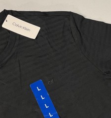 Calvin Klein Mens T-Shirt BLACK Shadow Stripe Short Sleeve LARGE 100% Cotton NEW