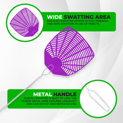 Supreme Bug & Fly Swatter 6-Pack – Braided Metal Handle 6 Pack Fly Swatters, Mul