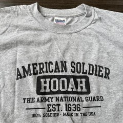 Vintage 90s army national guard “Hooah” Grey Size Large Tee Graphic