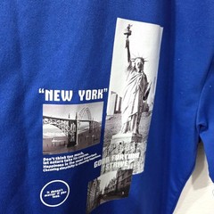 Shein Mens Royal Blue Oversized “New York” Theme Graphic Print Shirt Size S