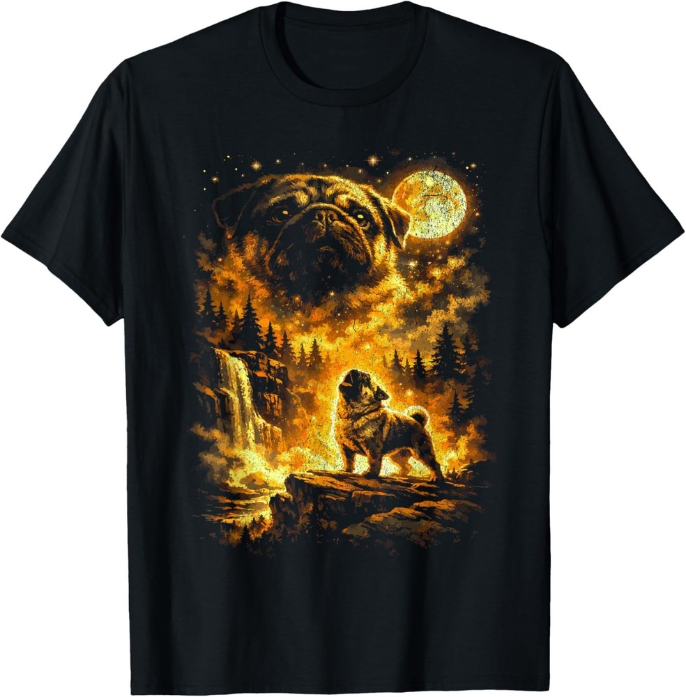 Pug Howling at Moon T-Shirt UNISEX S-3XL