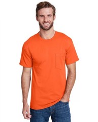 2 Pack 4XL Hanes Adult Workwear Pocket T-Shirt Casual Solid Bright Orange W110