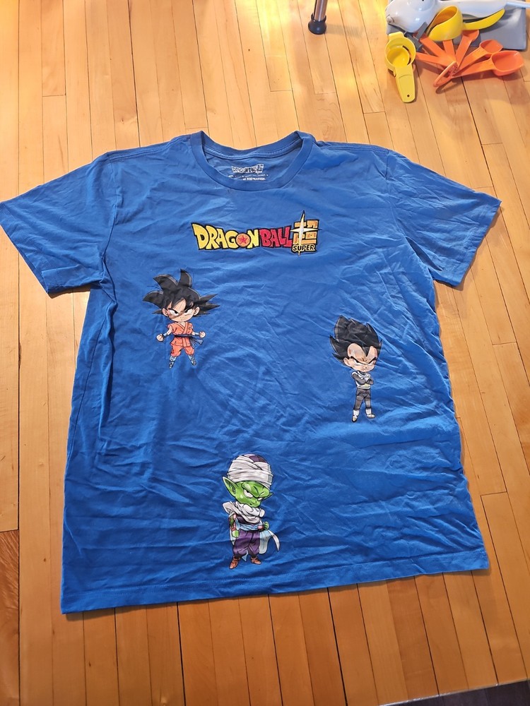 Dragon Ball Super Blue Chibi Adult T Shirt Size L Goku Piccolo Vegeta Shenron
