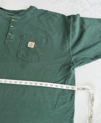 Carhartt Short-Sleeve Henley Tee in Forest Green with Chest Pocket size 2XL