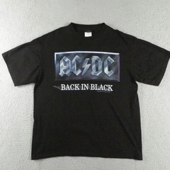 Vintage AC/DC Back In Black Shirt XL Black Band Tour Graphic Tee Double Sided