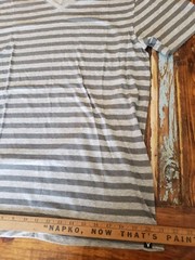 Vurt T-Shirt Brand Horizontal Stripes Soft Material Nice Feel Gray V Neck