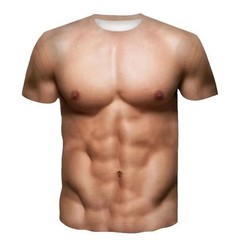 Men’s Casual Fake Muscle Printed Tops for Sports Parties and Daily Use