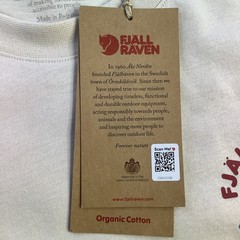 Fjallraven Kanken T-shirt Boston Chalk White Organic Cotton Unisex Small NWT