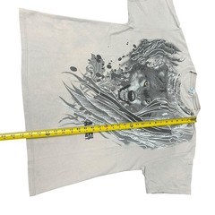 Vintage Y2K Tribal Animal Planet Wolf T-shirt Sz L Cyber Tattoo Worn Distressed