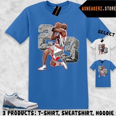 Tee Shirt Matching AJ 3 True Blue 2026 To Match Sneaker Number 23 MJ T-Shirt