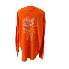 Milwaukee Tool Long Sleeve Graphic T-Shirt Orange Skull Mens XL Port & Company