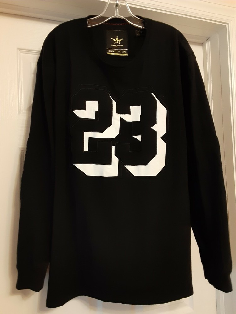 Maxi Milian New York “23” Black 2XL Long Sleeve Shirt Mesh Over Black /White