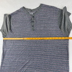 Levi’s Henley Shirt Men XL Blue Grey Striped Short Sleeve Marled Casual 3-Button