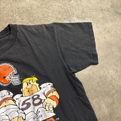 Vintage Cleveland Browns Shirt Mens Large Black 90s Flintstones NFL Cartoon RARE