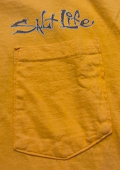 Salt Life men’s orange fishing graphic t-shirt LG crew neck 100% Cotton pocket