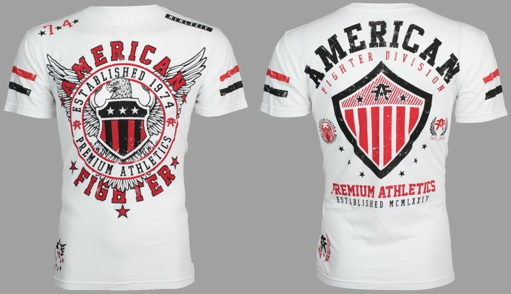 AMERICAN FIGHTER Excelsior White Athletic Mens Crewneck T-shirt L-3XL NWT