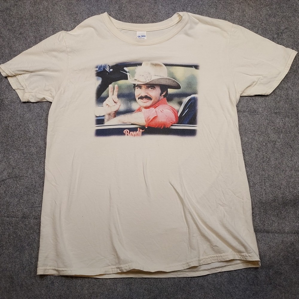 SMOKEY and the BANDIT T Shirt Burt Reynolds Mens Large Cream Graphic Movie