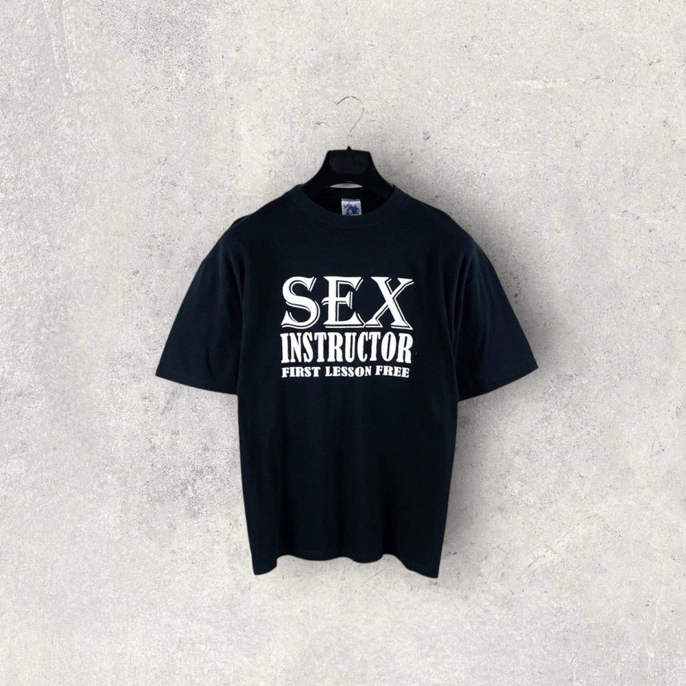 vintage SEX INSTRUCTOR t-shirt First Lesson Free retro 90s 80s movie funny
