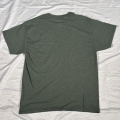 Custom White Glitter Wizard On Green T Shirt, Size Large