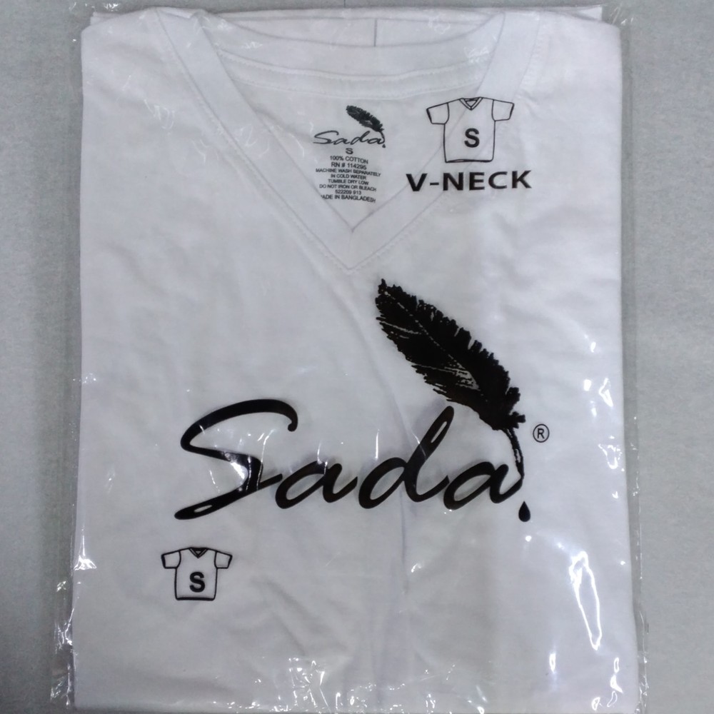 Sada Men’s White S Cotton Knit V-Neck Short Sleeve T-Shirt