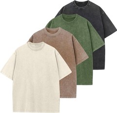 Men’s Oversized Vintage Acid Wash T-Shirt 100% Cotton Loose Fit Streetwear Tee