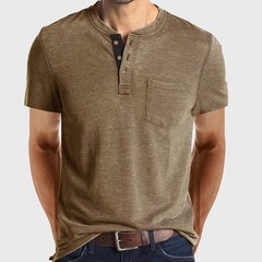 Mens Short Sleeve Henley T Shirt Tops Grandad Button Neck Casual Tee Shirts Tops