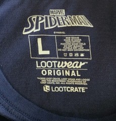 Spider-Man Pocket T Shirt Men’s Large Blue Loot Crate Lootwear Marvel Comic