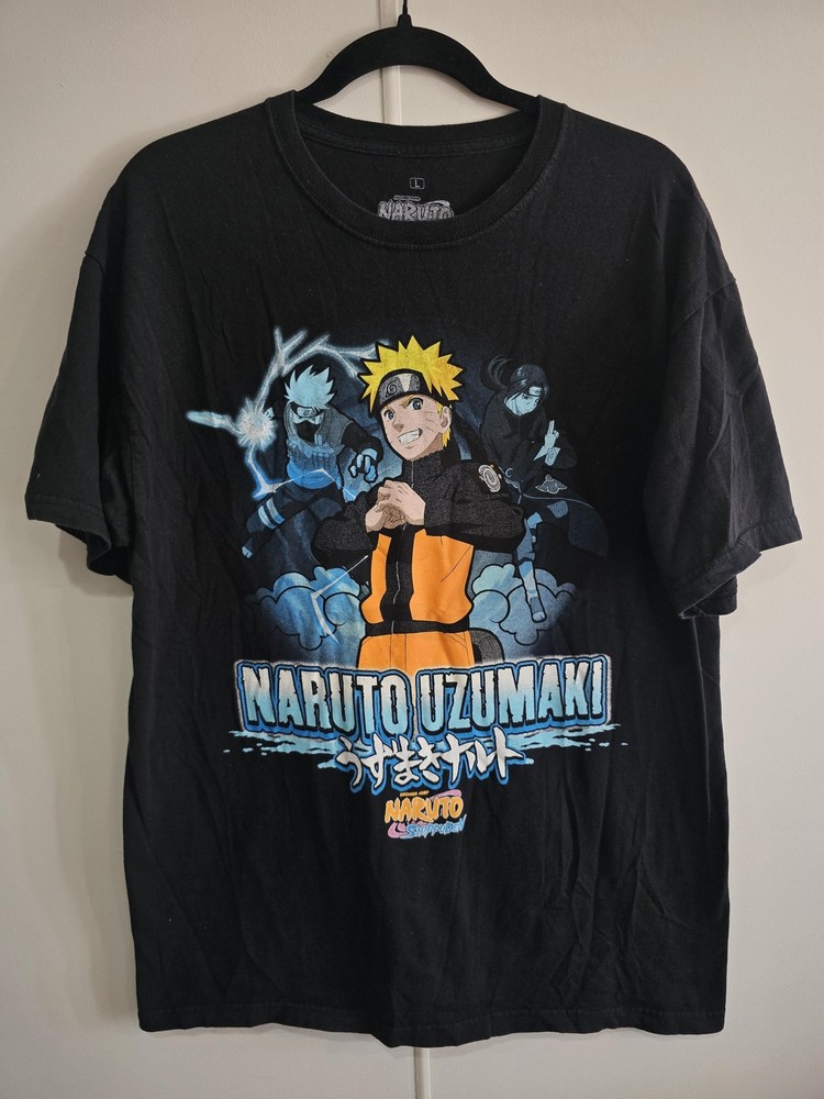 Naruto Shippuden Naruto Uzumaki Shirt Mens Large Black Anime Graphic T-Shirt