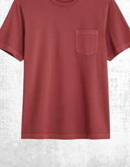 Men’s Seasalt Cotton Crew Neck Chest Pockets T-shirt Bam Red Cyan Boxy Fit