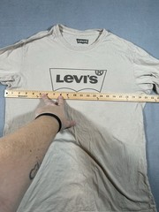 Levis Logo classic Shirt mens Large Tan Beige Logo Modern EUC cotton