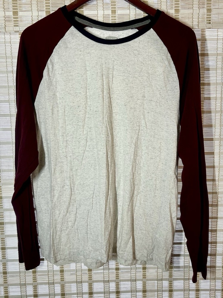 Old Navy Soft Wash Men’s Unisex Raglan Long Sleeve Tee T-Shirt Light Weight Sz L