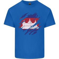 Torn Cambodia Flag Cambodian Day Football Mens Light Cotton T-Shirt
