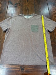 Method Men’s Crew Neck T-Shirt in Purple/Maroon with Grey Pocket – XL