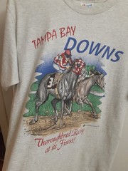 90’s Tampa Bay Downs Horse Racing T-Shirt Grey Medium