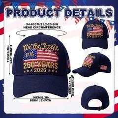 250th Anniversary USA Hat Patriotic Embroidered Baseball Cap Adjustable Anniv…