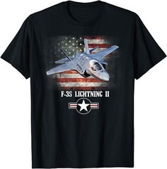 NEW LIMITED F-35 Lightning US Flag Proud Air Force Military Veteran Shirt S-5XL