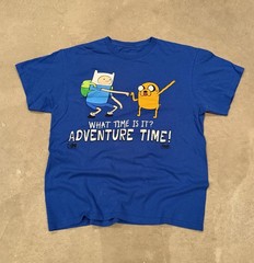 Vintage Adventure Time What Time Is It T Shirt Size M Blue Fun Retro Ships Fast