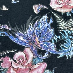 Vintage 1990s Maui Hawaii Pink Roses And Butterflies Black T-Shirt Size XL