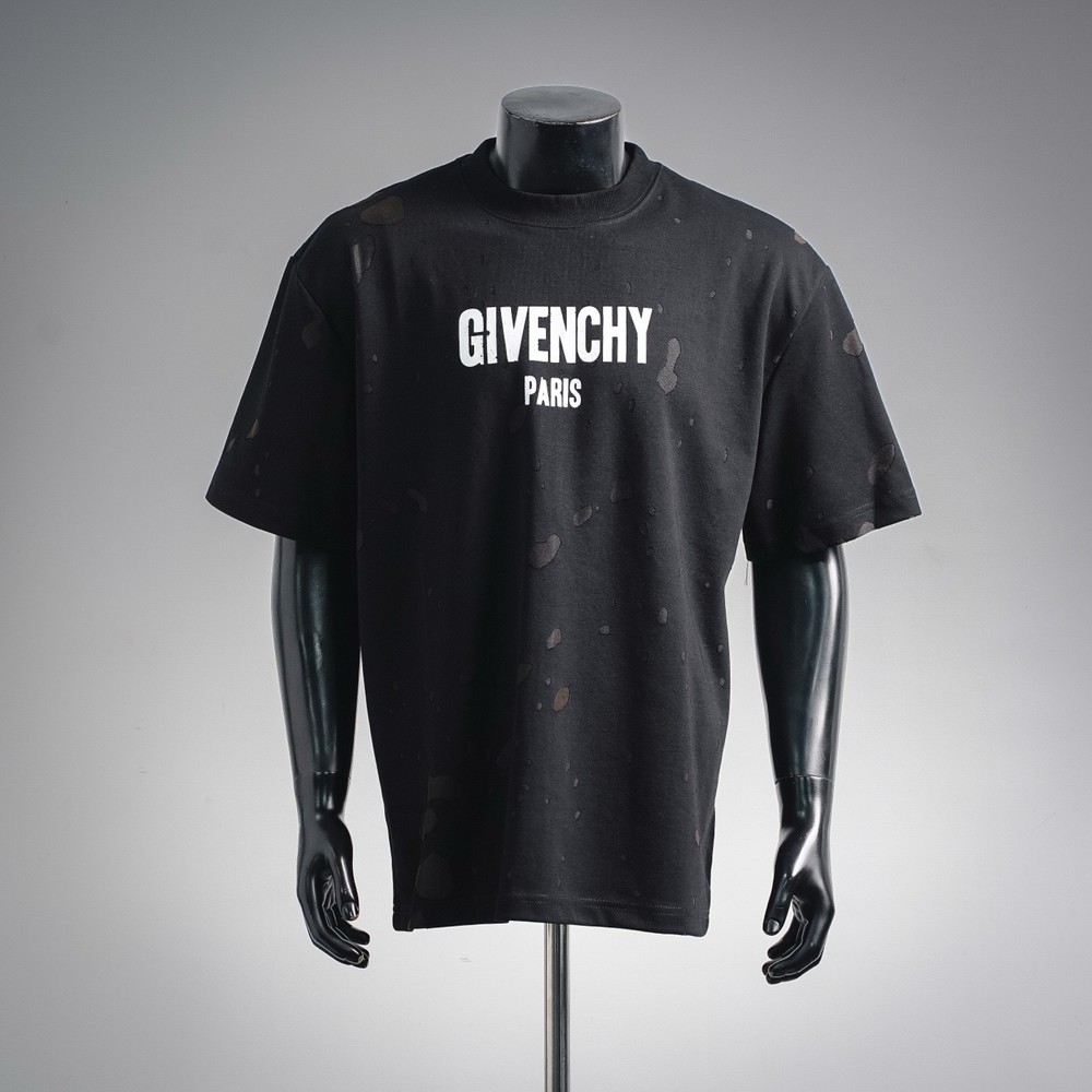 Givenchy Paris Distressed Black Oversized T-Shirt