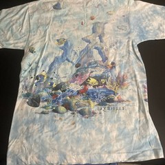 Vintage Liquid Blue Coral Reef Aquatic Paradise Tie Dye T Shirt Single Stitch L