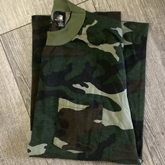 VINTAGE Ace Sportswear Camo T Shirt Short Sleeve Hunting Single Stitch Pocket L
