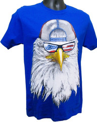 Hillbilly Gimme Hat ‘Merica Eagle Cotton SS Blue Men’s T-Shirt Size Small EUC