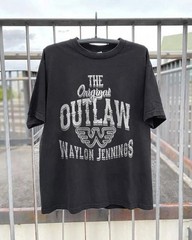 NEW! Outlaw Waylon Jennings Country Music T-Shirt Unisex Black Cotton T-Shirt