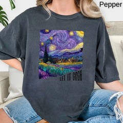 Let It Gogh Starry Night T-Shirt Van Gogh Art Comfort Colors Tee, Art Lover Gift