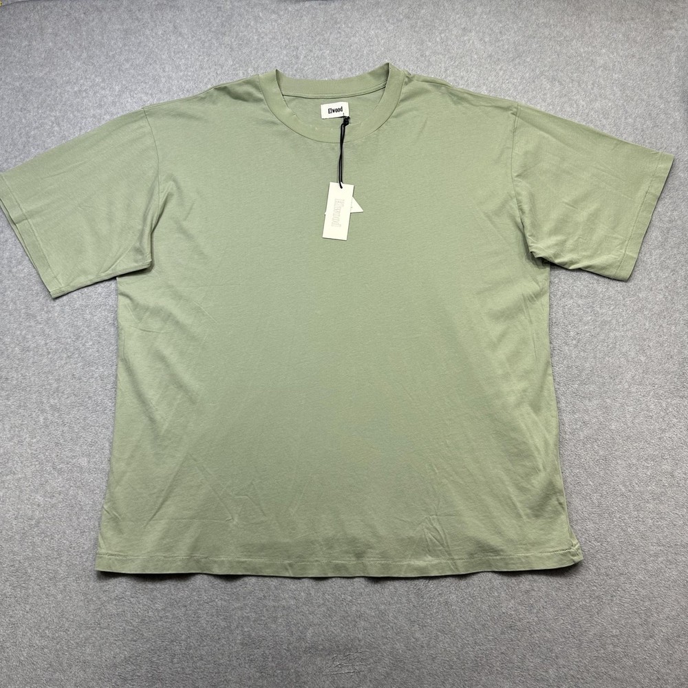 Elwood Oversized Core T Shirt Mens XXL Green Vintage Wash Crewneck Tee Casual