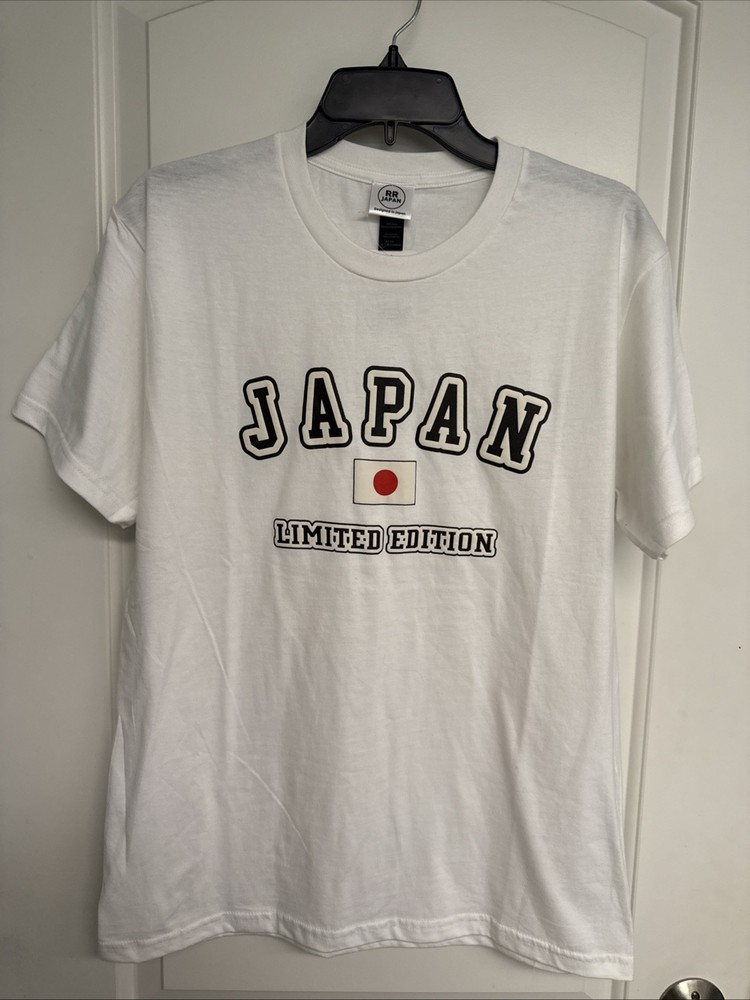 RR Japan “Japan: Limited Edition” 3D Textured White Graphic Men’s Tee Shirt (M)