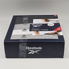 4Pk REEBOK Comfort Men S M L White Gray Black Crew Neck Tag-Free Cotton T Shirts