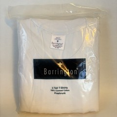 Vtg Barrington 3 Tall T-Shirts White Combed Cotton Preshrunk Crew Neck 2XLT NOS