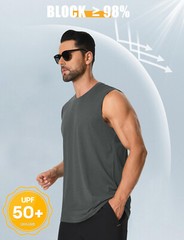 Mens Tank Tops UPF 50+ Sleeveless Shirt Casual Gym Workout Shirts Muscle T-Shirt